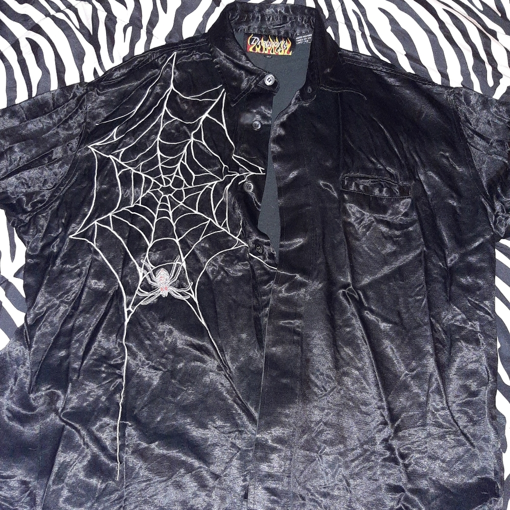 COPY - Dragonfly Spider Web goth lounge shirt